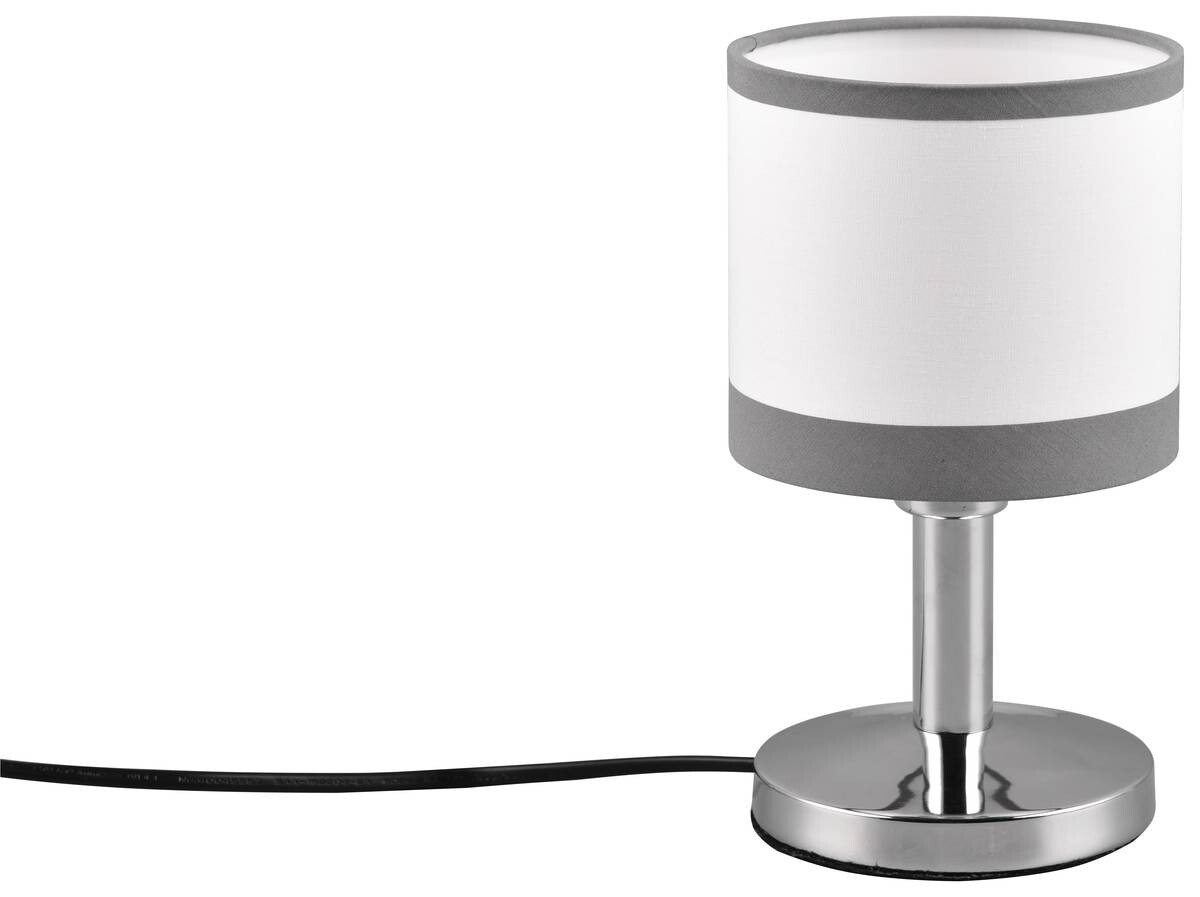 Reality Touch-Tischleuchte Davos R59551006 Chrom weiß Stoff Metall H/D: ca. 22x12 cm E14 1 Brennstellen