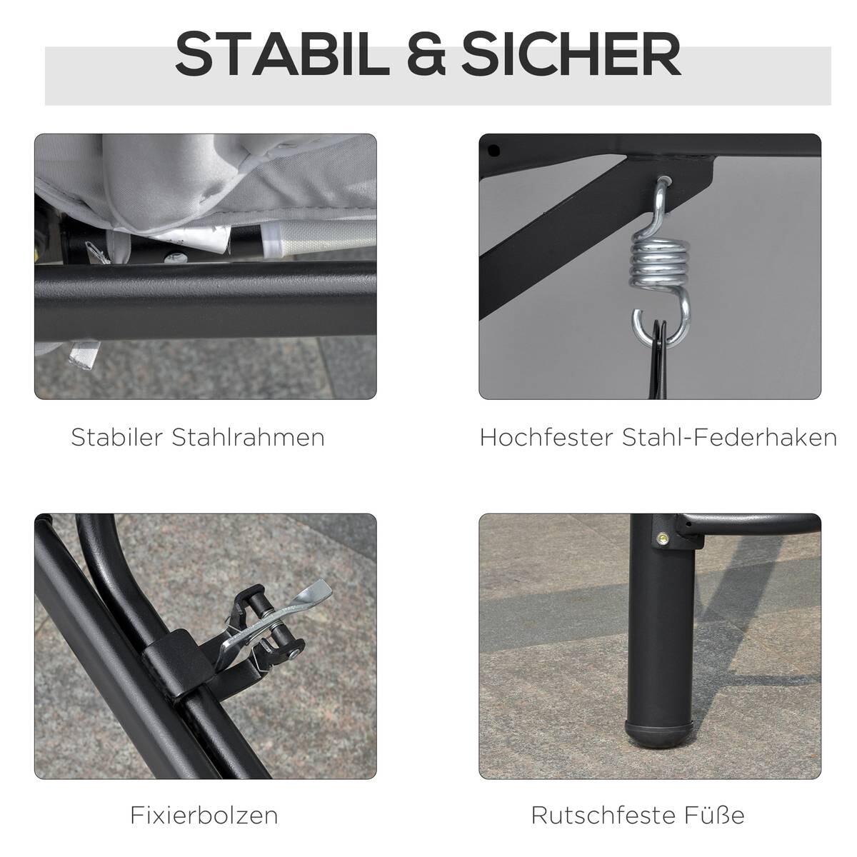 Outsunny Hollywoodschaukel grau Metall B/H/L: ca. 114x170x209 cm