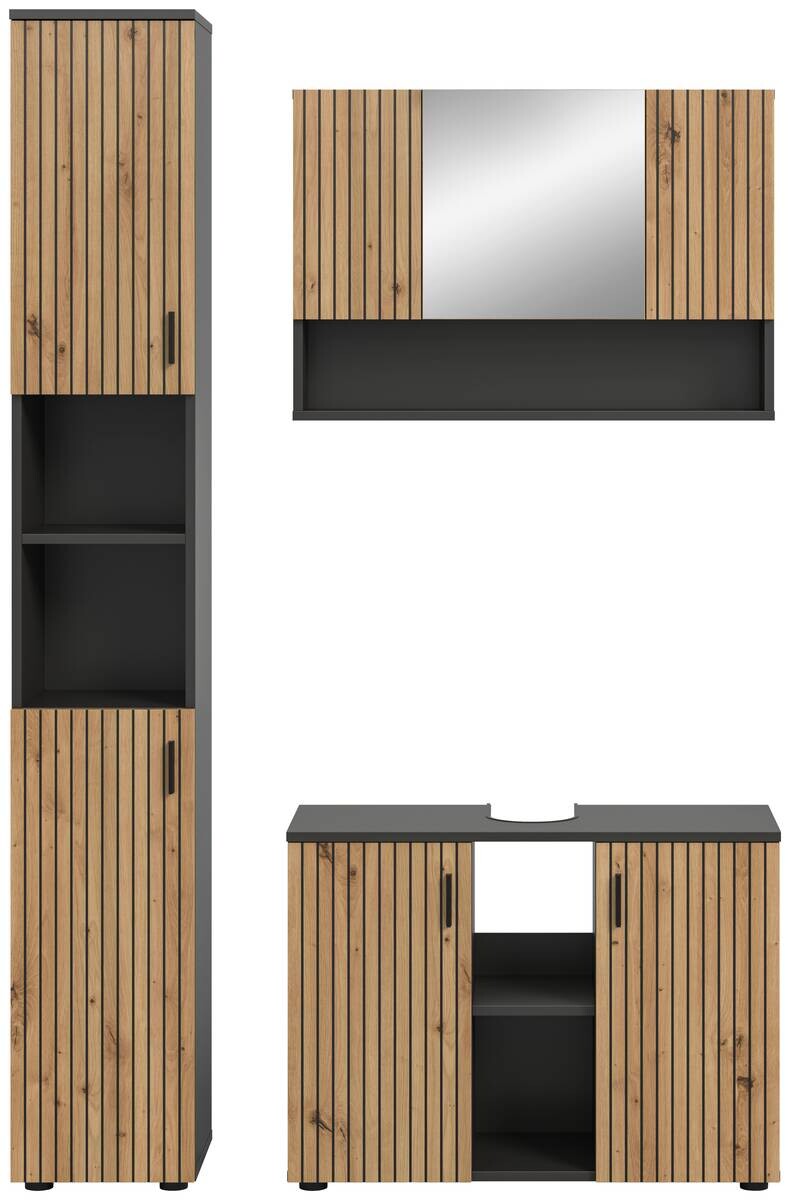 Badezimmer-Set Mone Basalt Nachbildung Artisan Oak Nachbildung B/H/T: ca. 125x192x30 cm