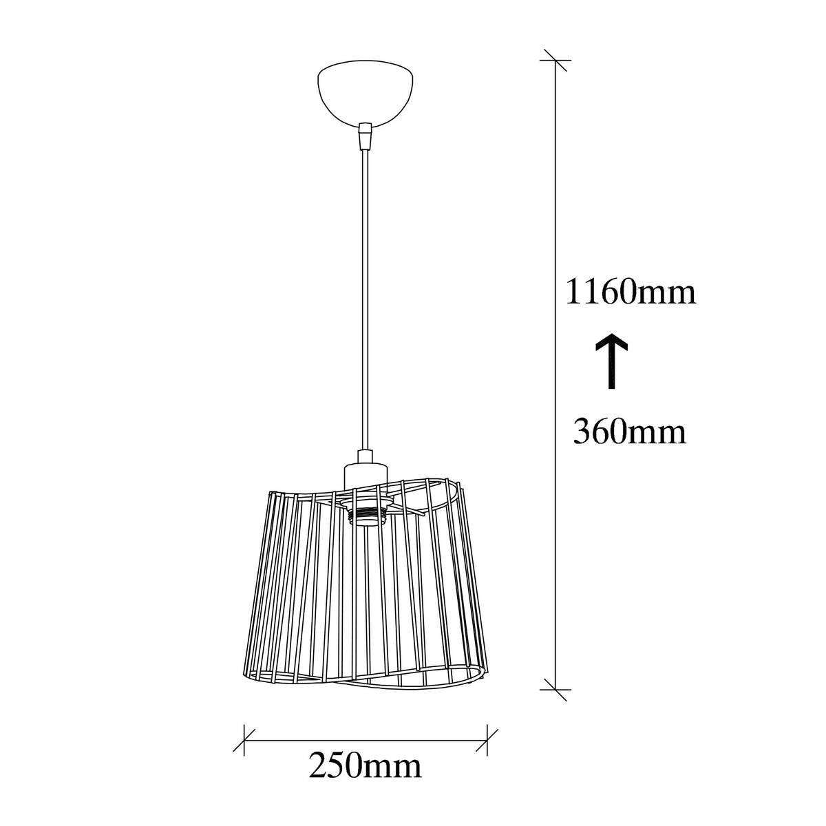 Opviq Pendelleuchte schwarz B/H/T: ca. 25x116x25 cm E27 1 Brennstellen