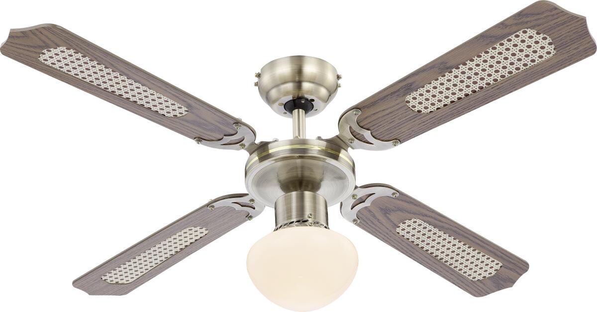 GLOBO Deckenventilator Champion Eiche weiß H/D: ca. 42x106 cm max. 60 W