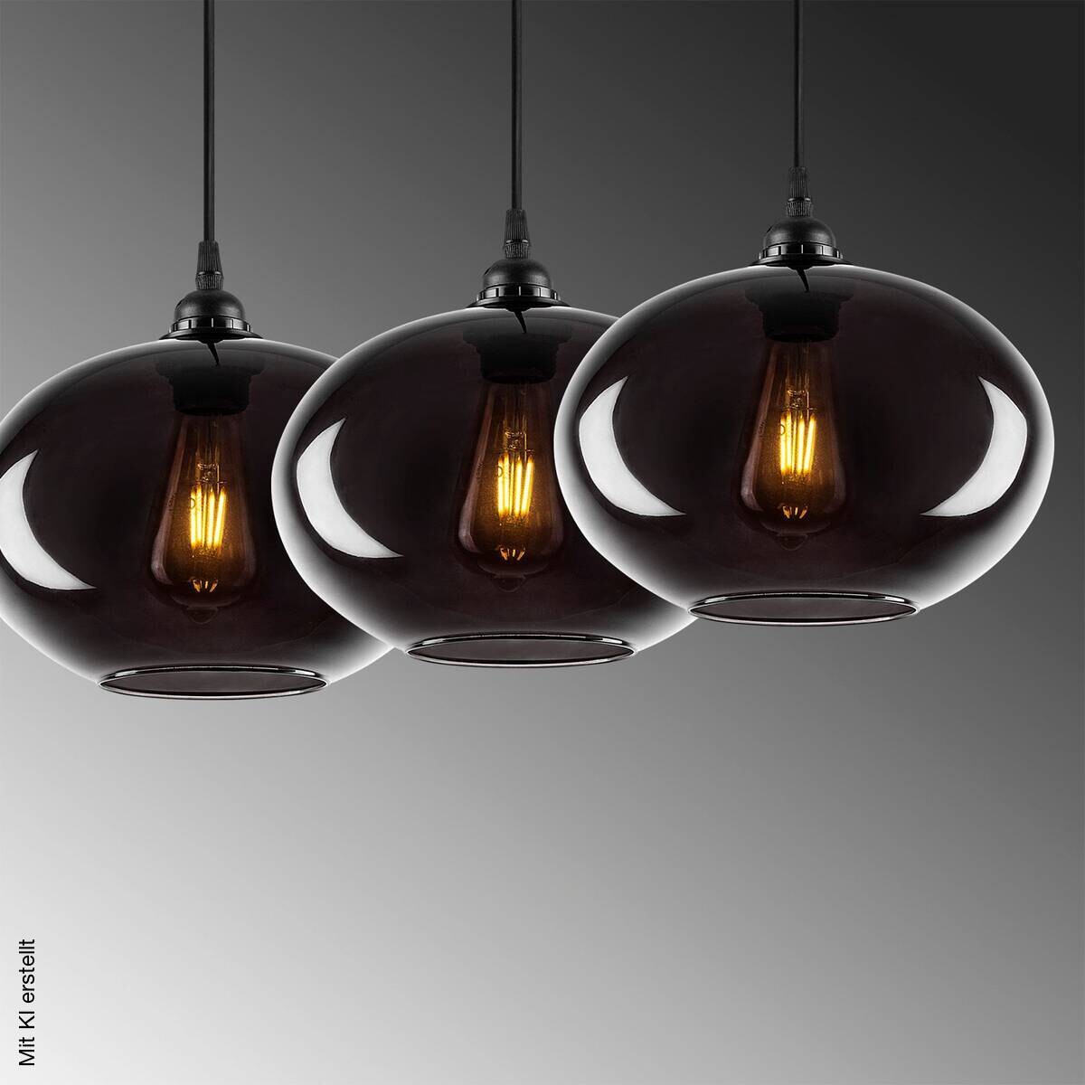 Pendelleuchte grau Rauch Metall Glas B/H/T/L: ca. 97x120x97x97 cm E27 1 Brennstellen