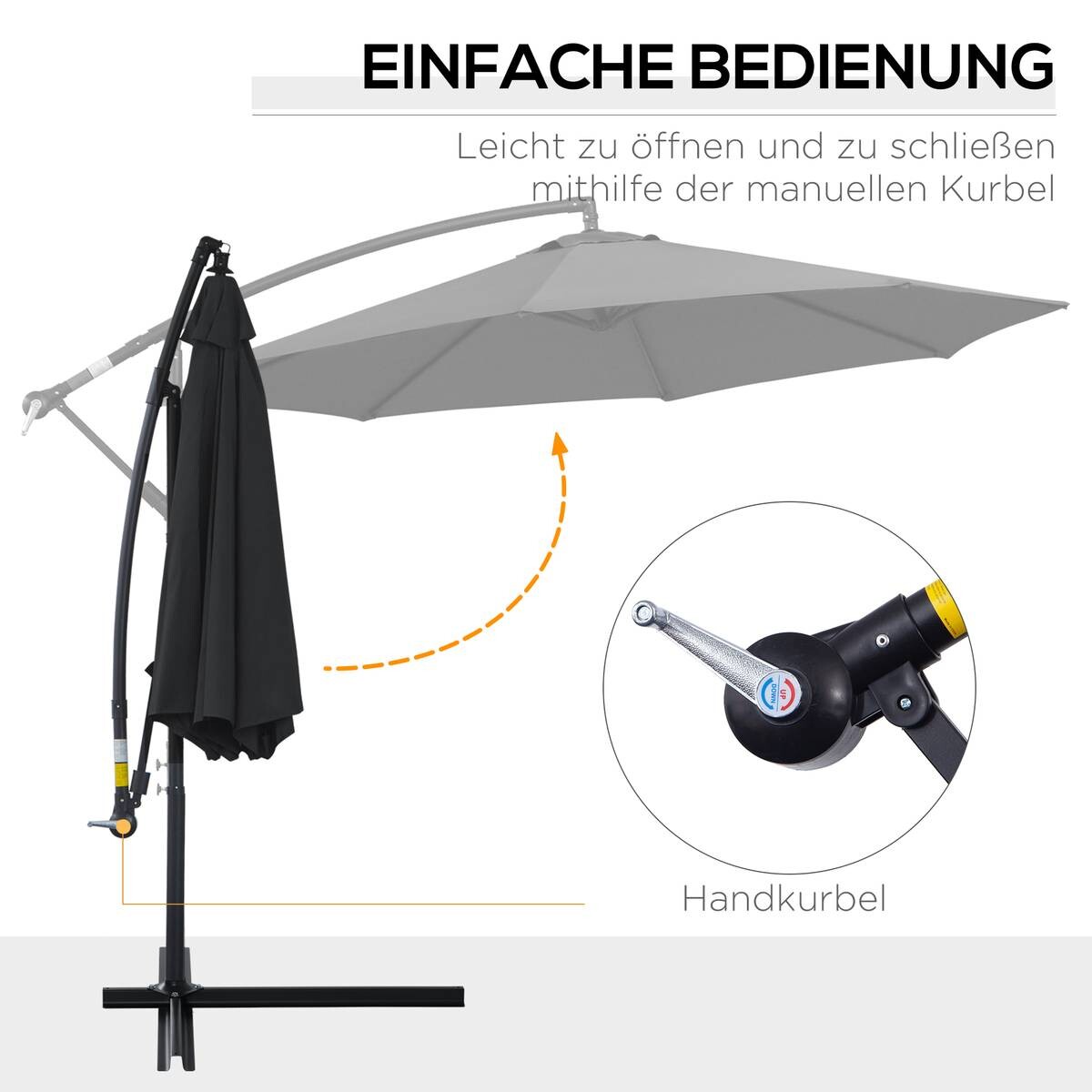Outsunny Ampelschirm schwarz Polyester H/D: ca. 250x300 cm