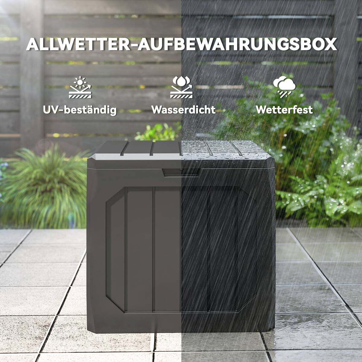 Outsunny Auflagenbox schwarz Kunststoff B/H/L: ca. 45x53x56 cm