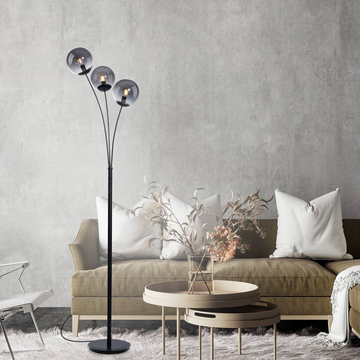 Just Light Stehlampe BIG WIDOW 14603-18 schwarz Rauchglas Metall B/H: ca. 35x185 cm E14 3 Brennstellen