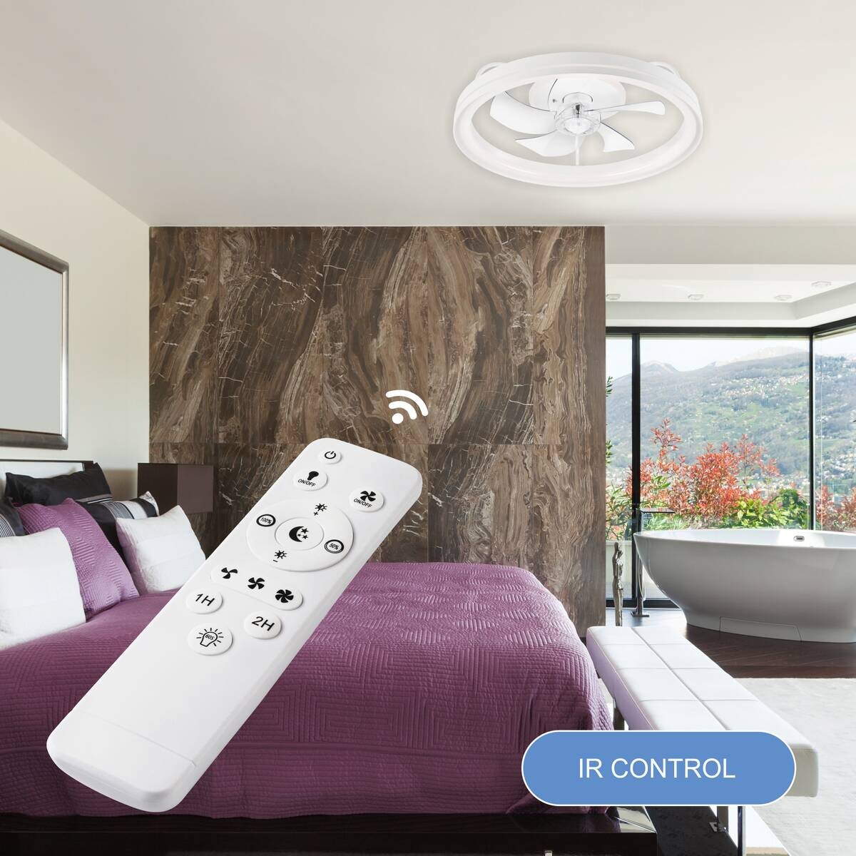 Lamkur LED-Deckenventilator Falco weiß H/L: ca. 17x50 cm 4 Brennstellen