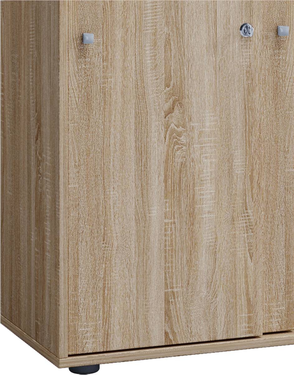 Büroschrank Lona XXL mit Schiebetüren Eiche Sonoma Nachbildung weiß B/H/T: ca. 70x184x37 cm