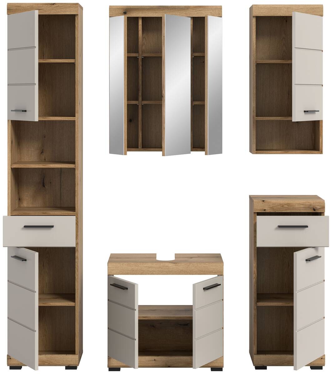 Badezimmer-Set Scout Evoke Oak Nachbildung Kaschmirgrau Nachbildung B/H/T: ca. 164x191x34 cm