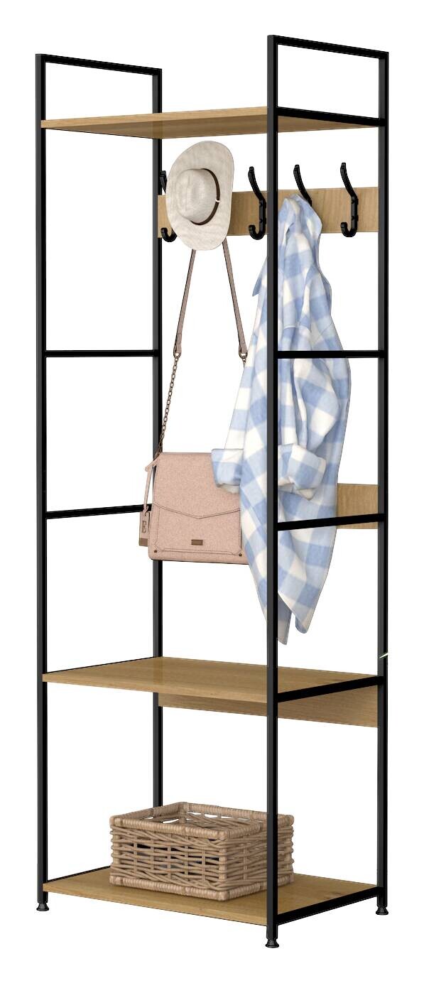 Garderobe Nico Eiche Artisan Nachbildung schwarz B/H/T: ca. 60x175x40 cm