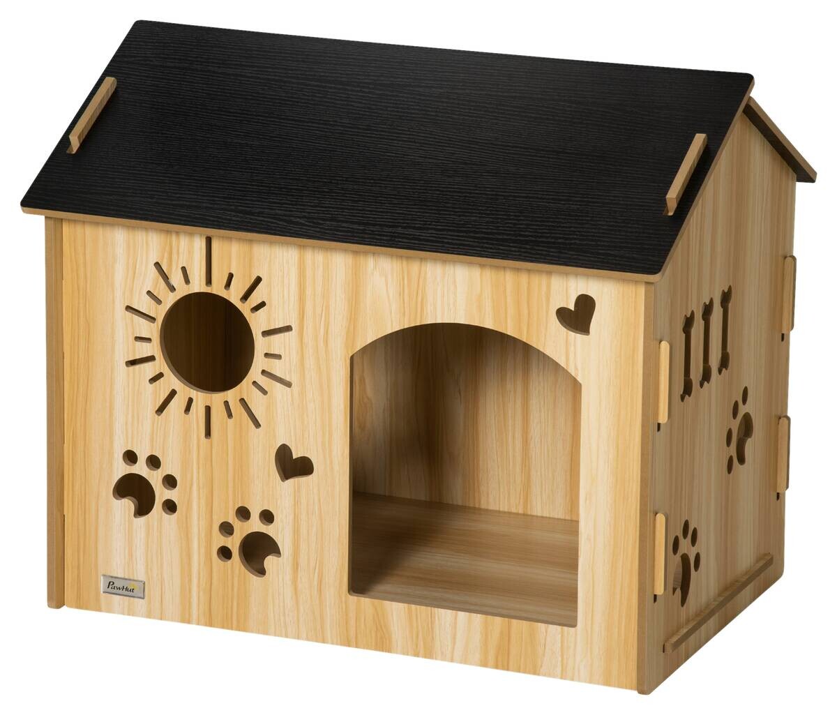 PawHut Hundehütte Eiche MDF B/H/L: ca. 50x58,5x69 cm
