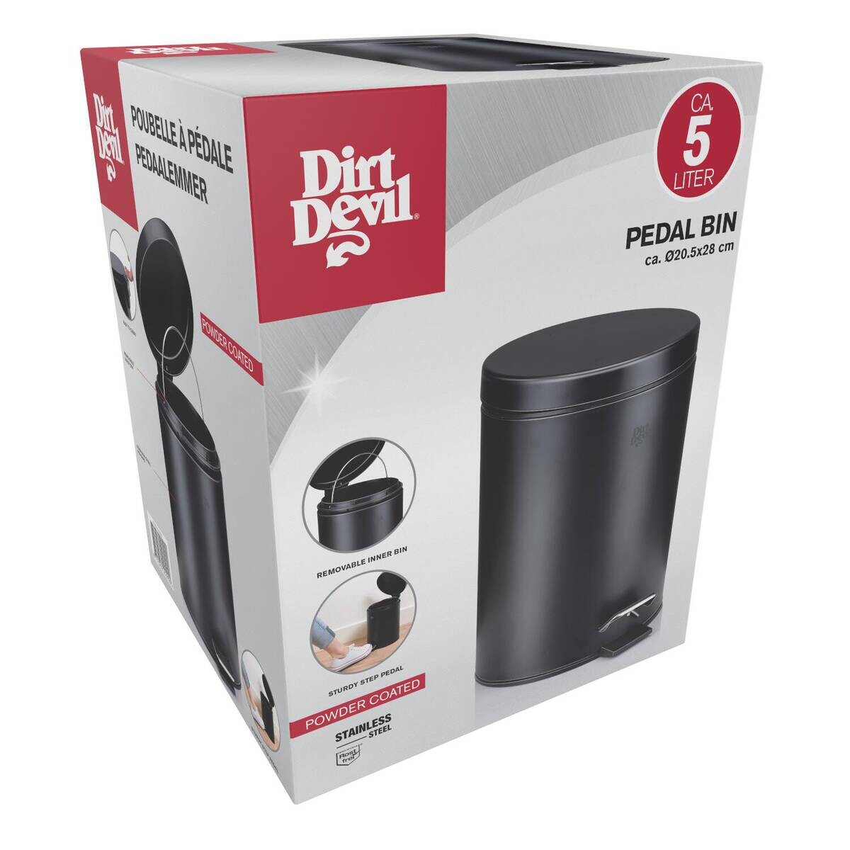Dirt Devil Treteimer schwarz Edelstahl H/D: ca. 28x20,5 cm