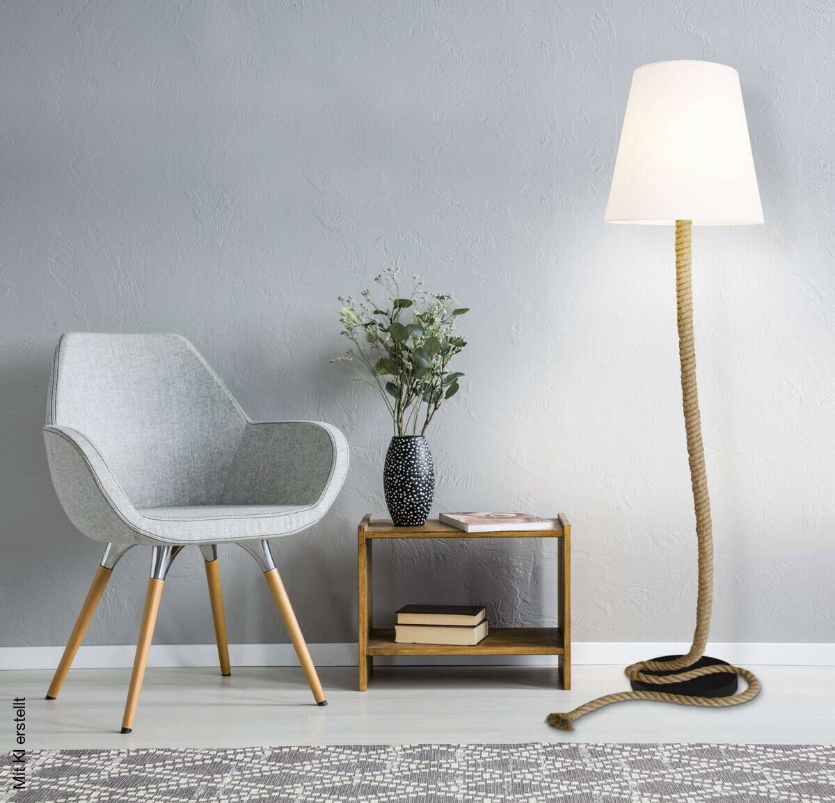 Näve Leuchten Stehlampe 2068227 natur Kunststoff Textil Metall B/H/T: ca. 40x165x40 cm 1 Brennstellen