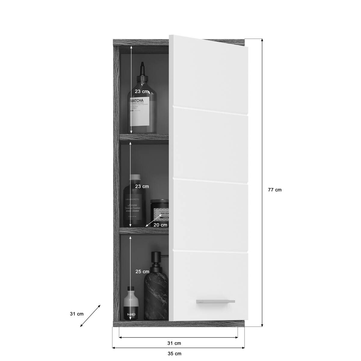 Badezimmer-Set BLAKE Rauchsilber Nachbildung weiß Hochglanz B/H/T: ca. 114x191x34 cm