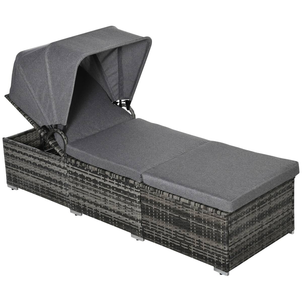 Outsunny Gartenliege grau Edelstahl B/H/L: ca. 65x195x40 cm
