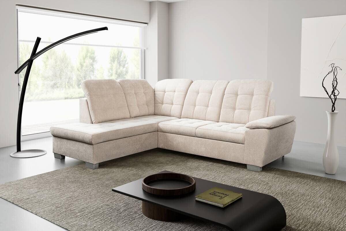 Ecksofa mit Bettfunktion und Bettkasten pearl Microfaser B/H/T: ca. 260x107x214 cm