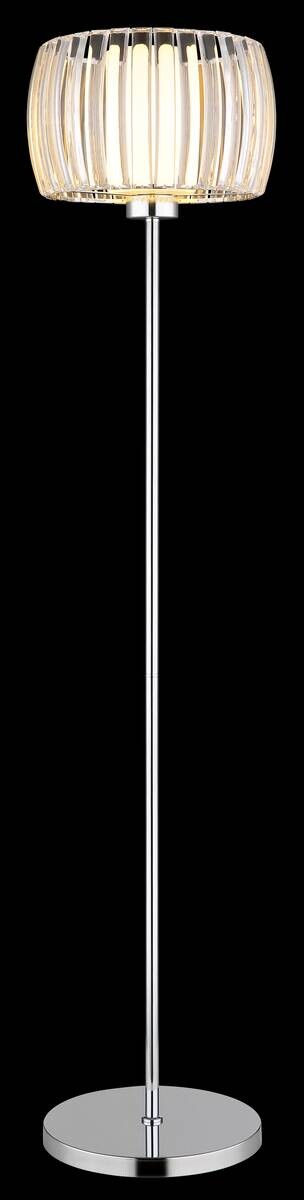 GLOBO Stehlampe Chrom Opal schwarz Glas Textil Metall H/D: ca. 150x32,5 cm E27 1 Brennstellen