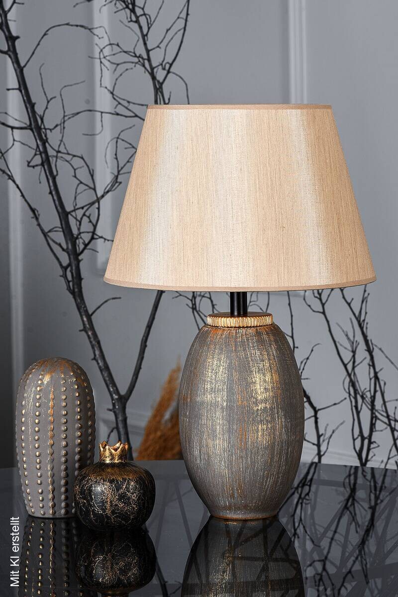 Opviq Tischleuchte braun gold Keramik B/H/L: ca. 30x46x30 cm E27 1 Brennstellen