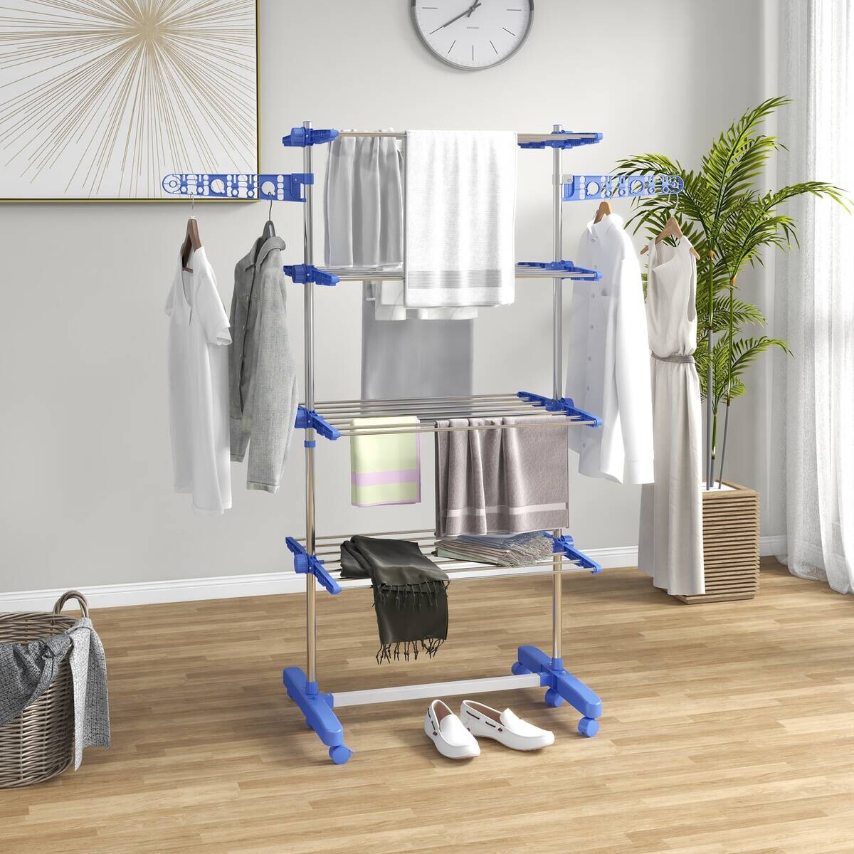 HOMCOM Wäscheständer blau Polypropylen B/H/L: ca. 55x142x172 cm