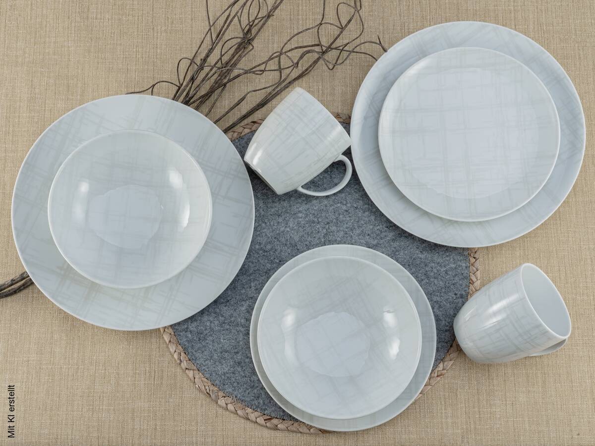 CreaTable Kombiservice Home Shabby Chic weiß Porzellan 16 tlg.