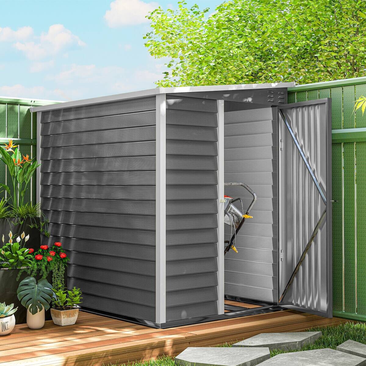 Outsunny Gerätehaus hellgrau B/H/L: ca. 142x181x184 cm