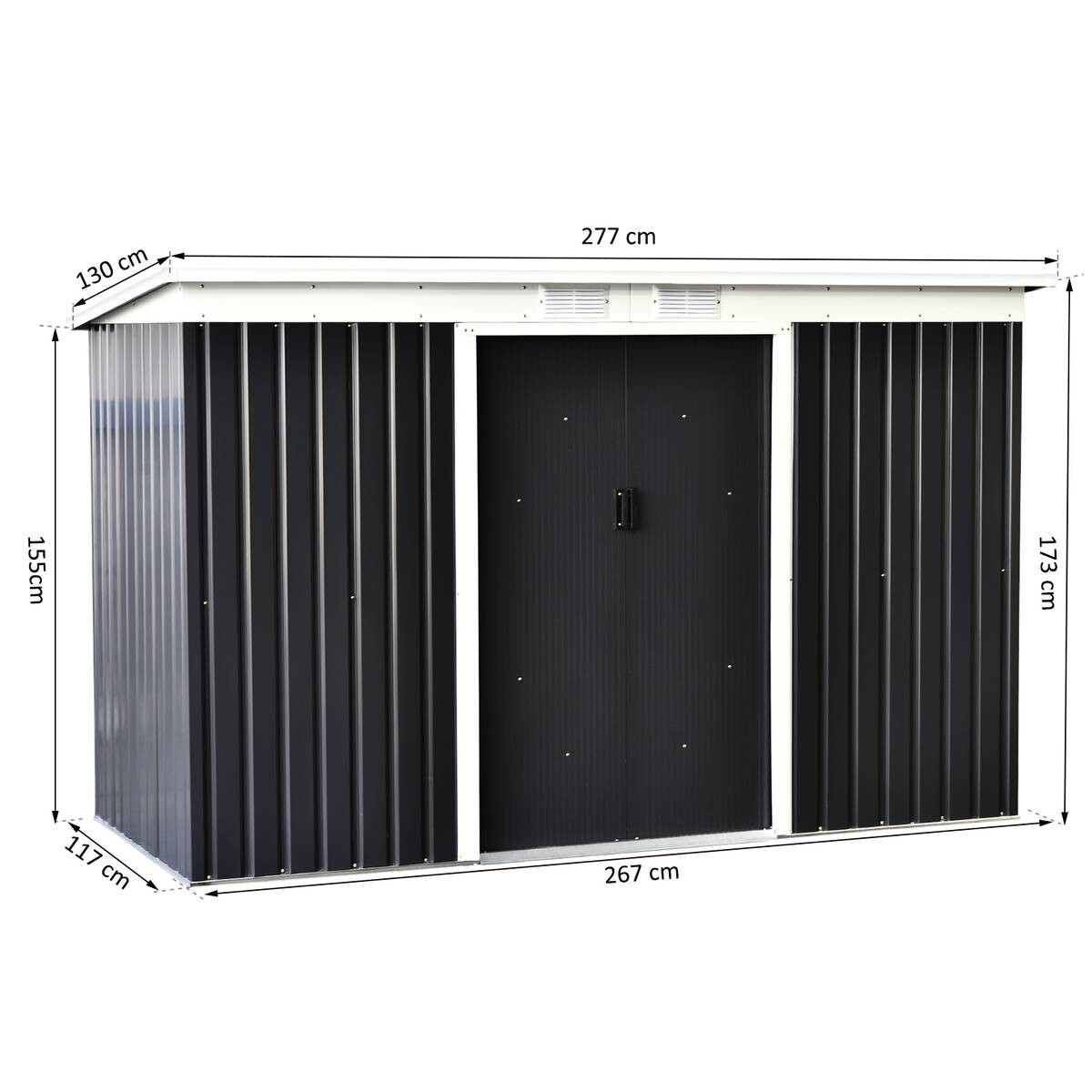 Outsunny Gartenschrank dunkelgrau Stahl B/H/L: ca. 130x173x277 cm