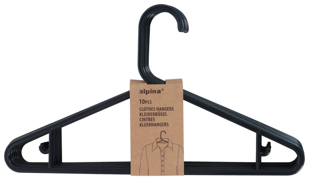alpina Kleiderbügelset schwarz Polypropylen