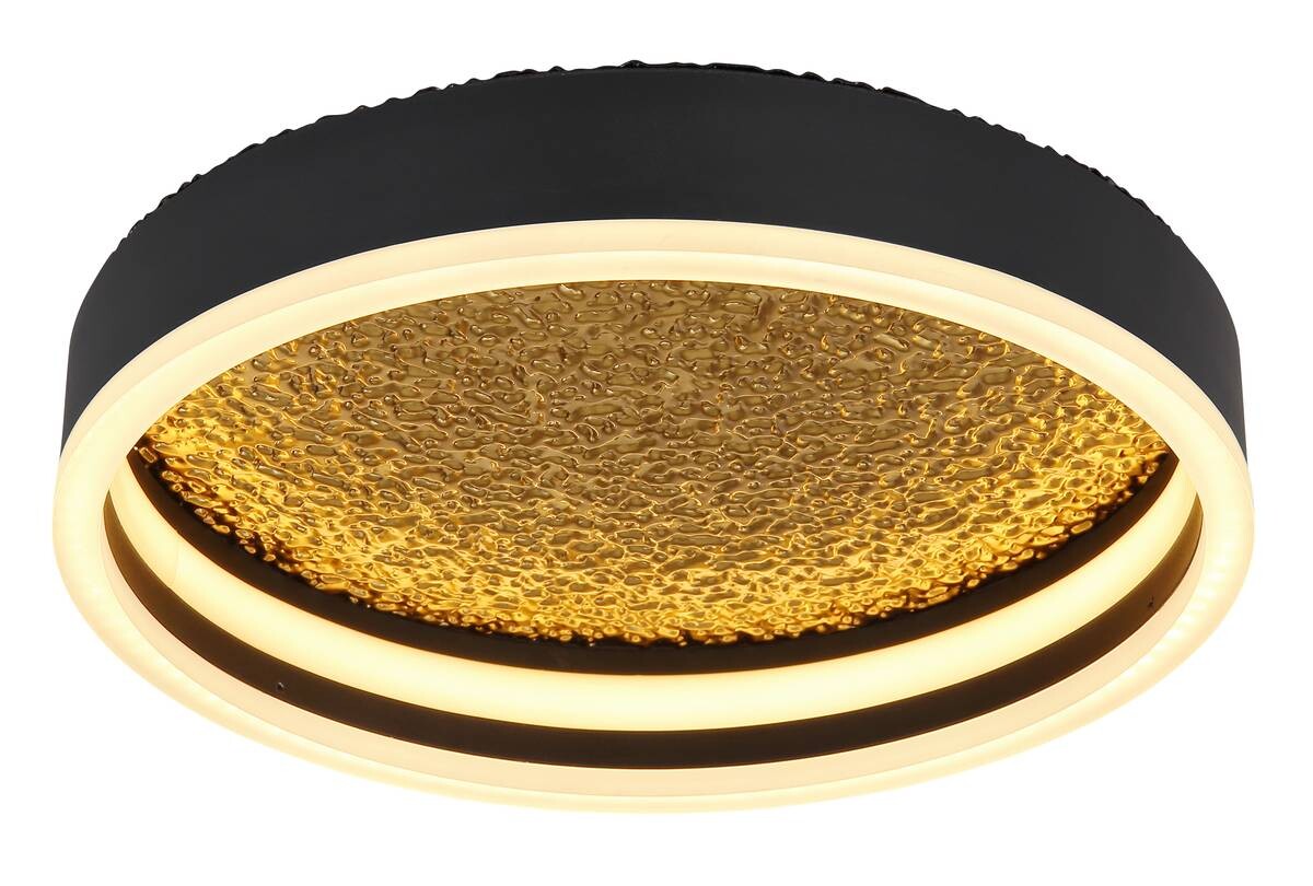 GLOBO LED-Deckenleuchte 48460-24 Hedi Opal gold schwarz weiß Metall Acryl Silikon H/D: ca. 7,5x30 cm 1 Brennstellen