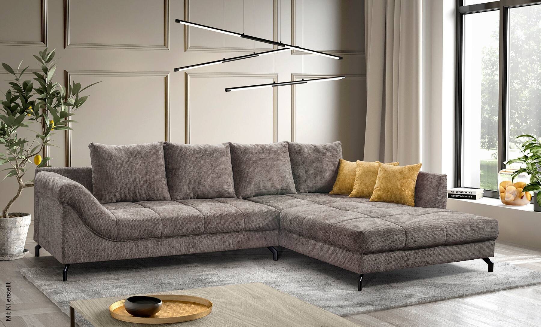 Ecksofa stone Microfaser B/H/T: ca. 306x92x203 cm