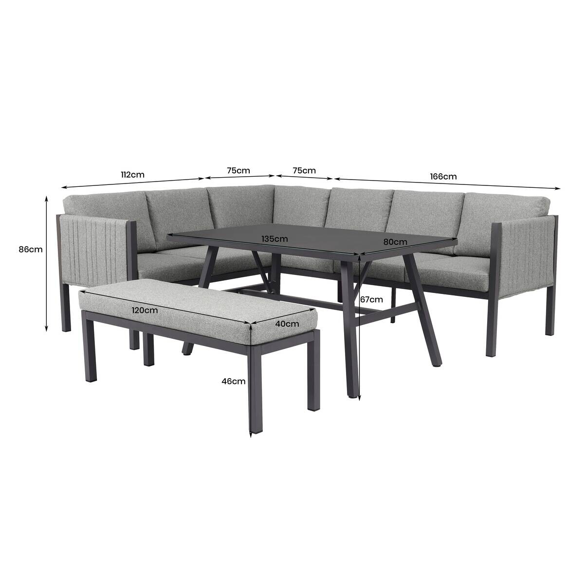 POCOline Gartensitzgruppe Alicante grau Alu