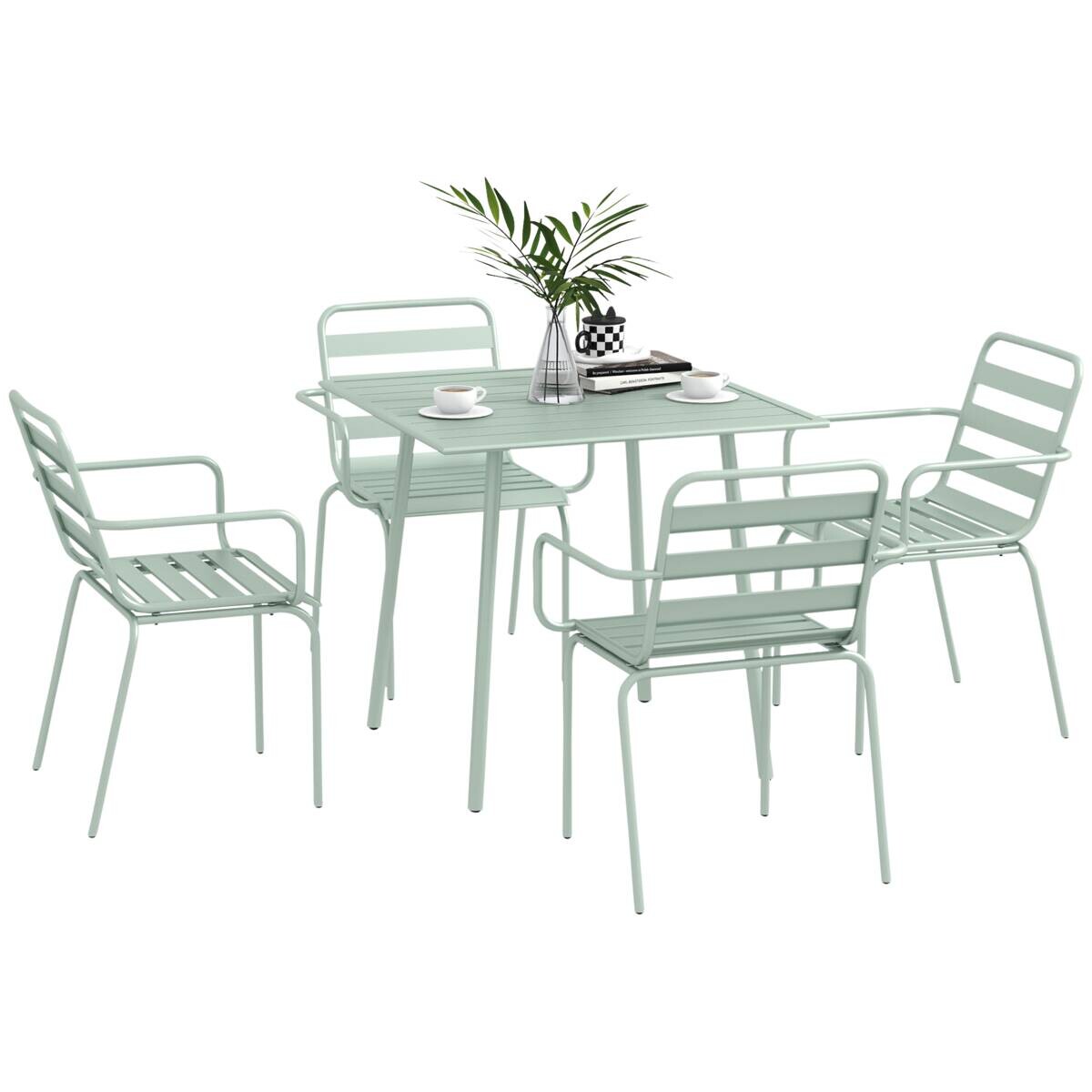 Outsunny Gartensitzgruppe 5tlg. grün Stahl B/H/L: ca. 80x74x80 cm