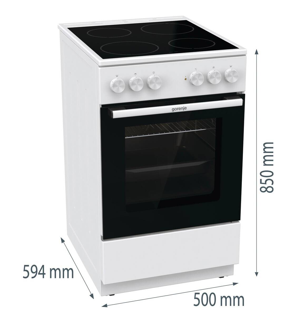 Gorenje Standherd 50cm mit Glaskeramikkochfeld GEC5A22WG weiß B/H/T: ca. 50x85x60 cm