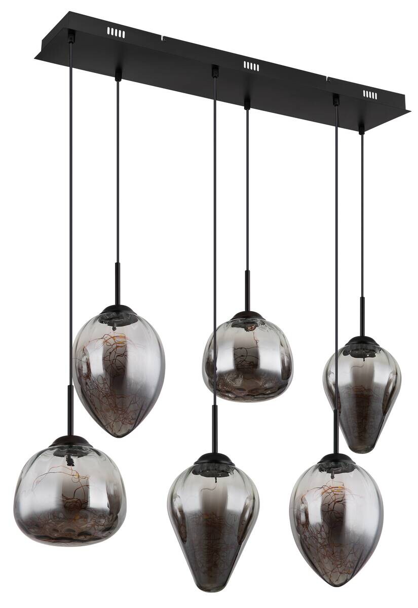 GLOBO LED-Pendelleuchte Firefly 15642-6 schwarz Metall Rauchglas B: ca. 97 cm