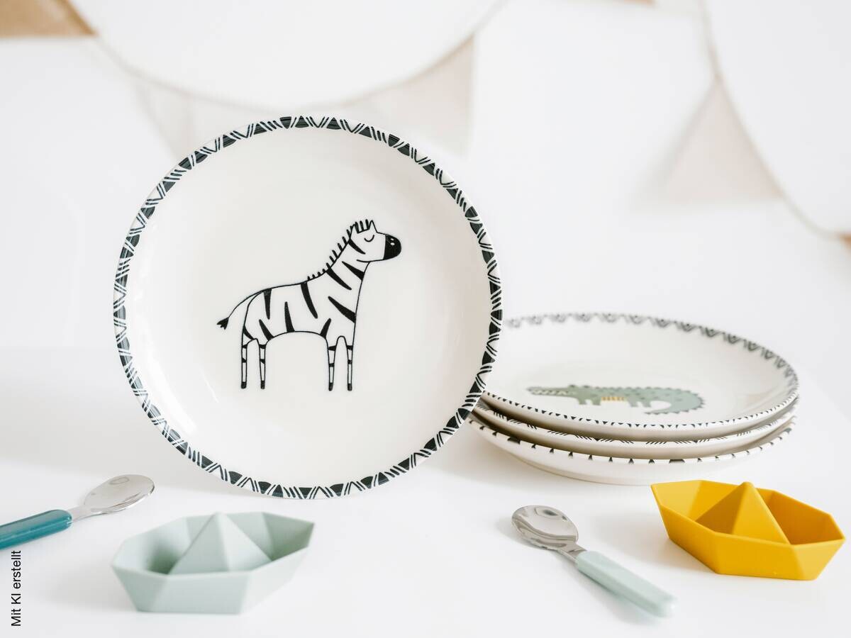 CreaTable Tellerset Safari mehrfarbig Steinzeug D: ca. 21 cm