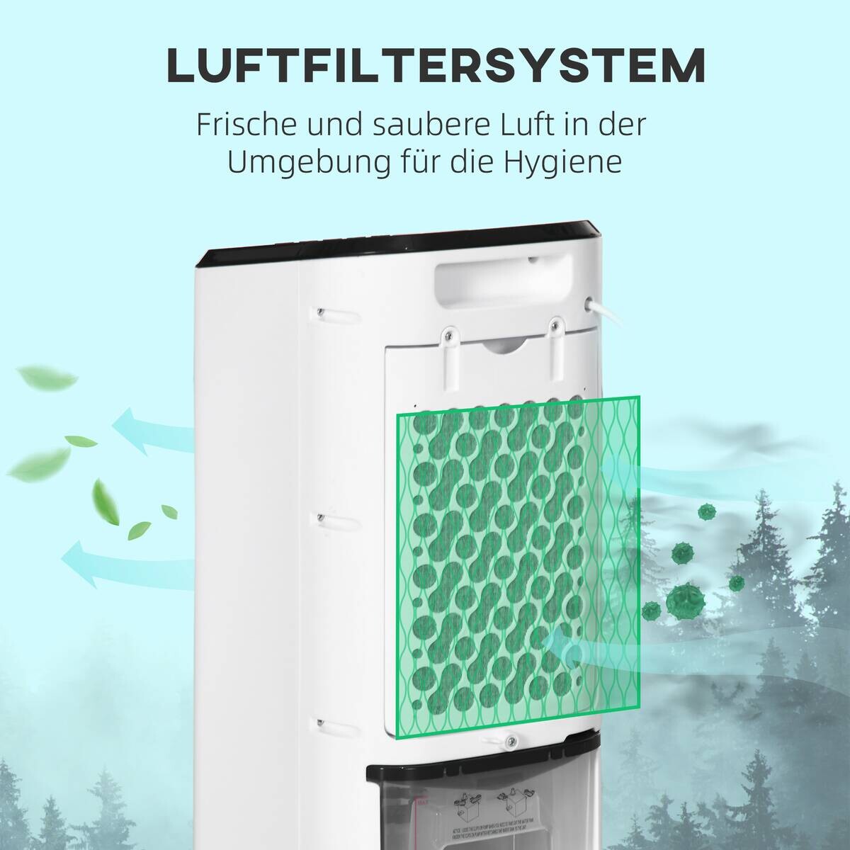 HOMCOM Luftkühler cremeweiß Polypropylen Edelstahl Kunststoff B/H/L: ca. 27x24,5x60 cm