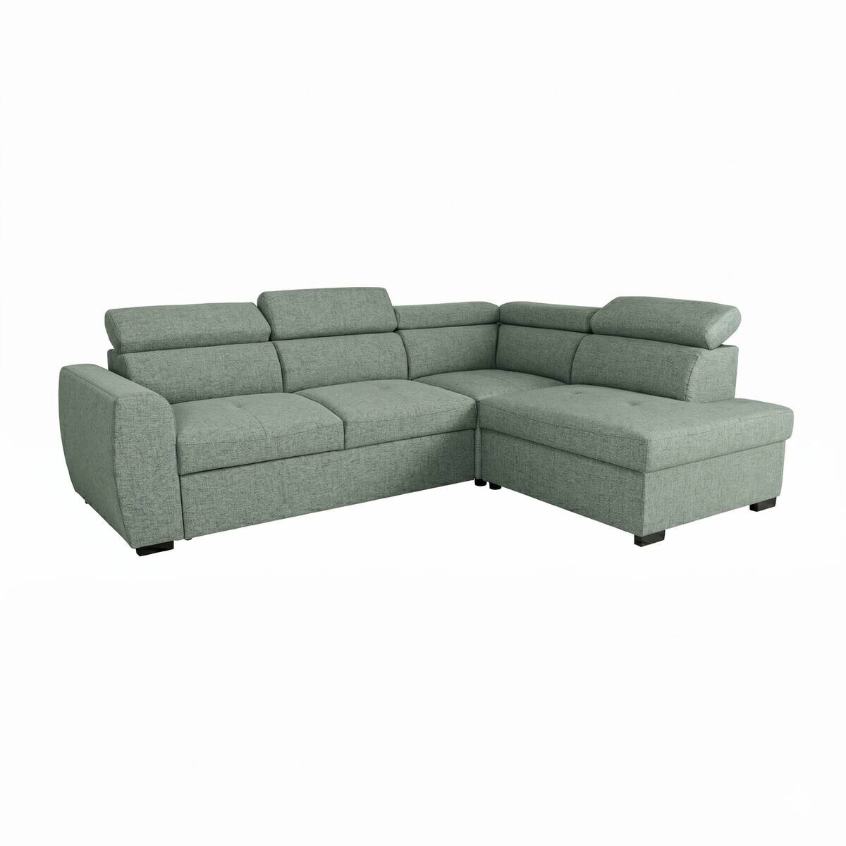 Ecksofa mit Bettfunktion und Bettkasten salbei Webstoff B/H/T: ca. 245x184x87 cm