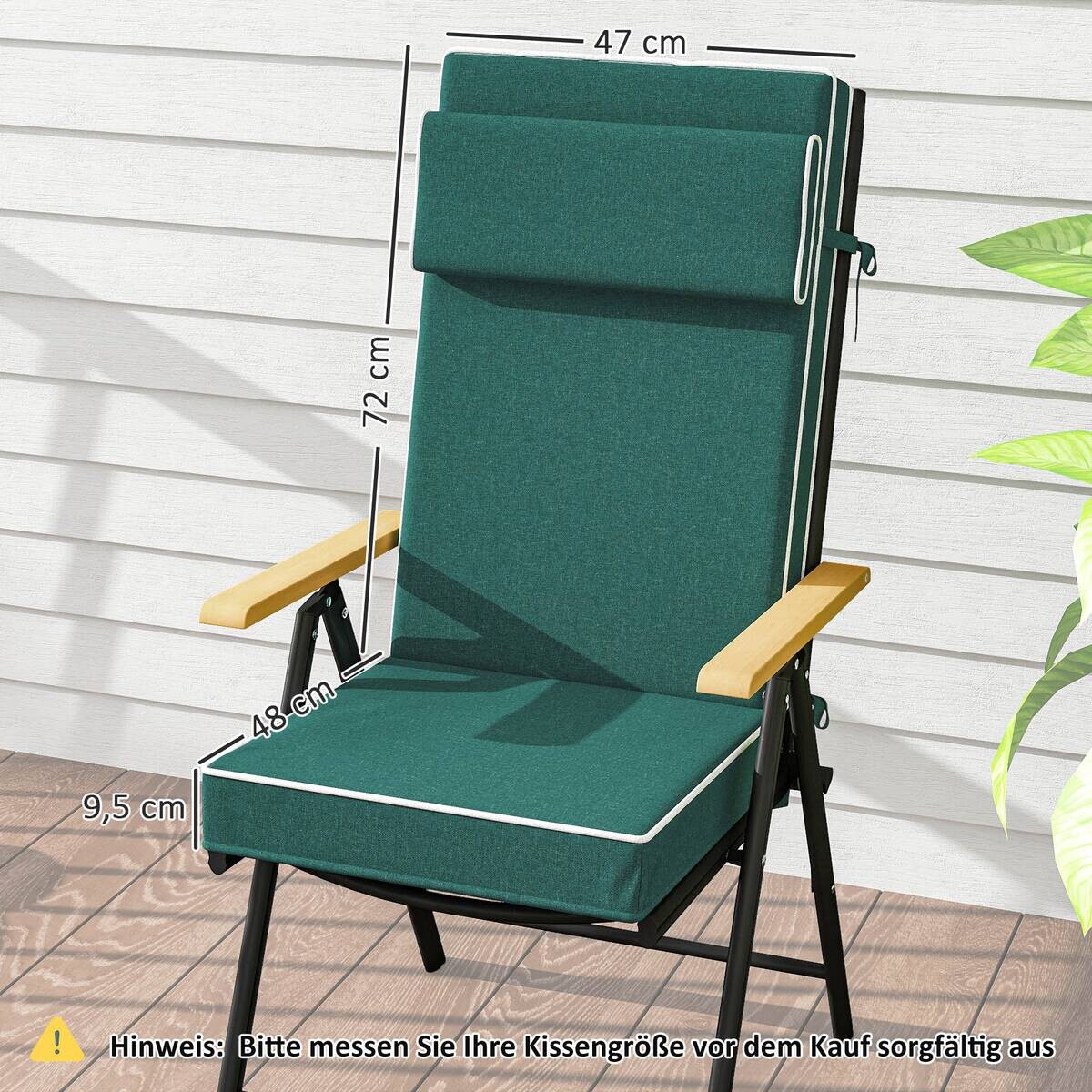 Outsunny Sitzkissen grün Polyester B/H/L: ca. 47x9,5x120 cm
