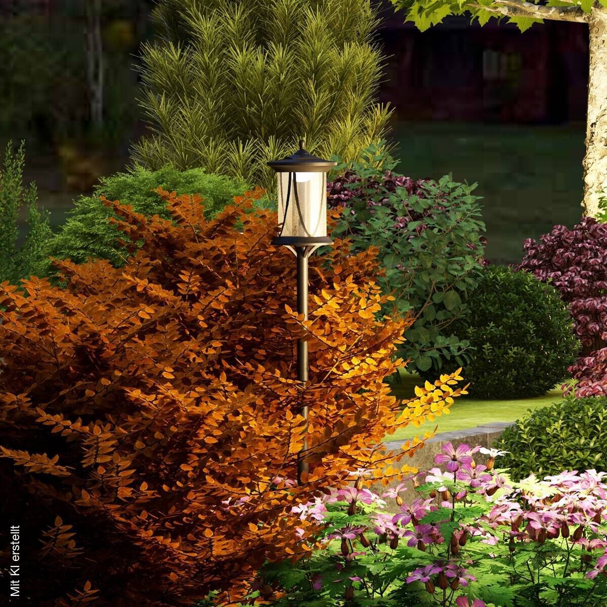 Solar Gartenlaterne schwarz Kunststoff B/H/L: ca. 17x127x17 cm