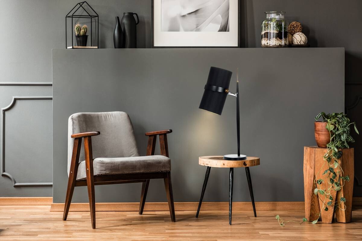 Kayoom Tischleuchte Novum 110 schwarz silber Metall Stoff B/H/T: ca. 25x69x29 cm E27 1 Brennstellen