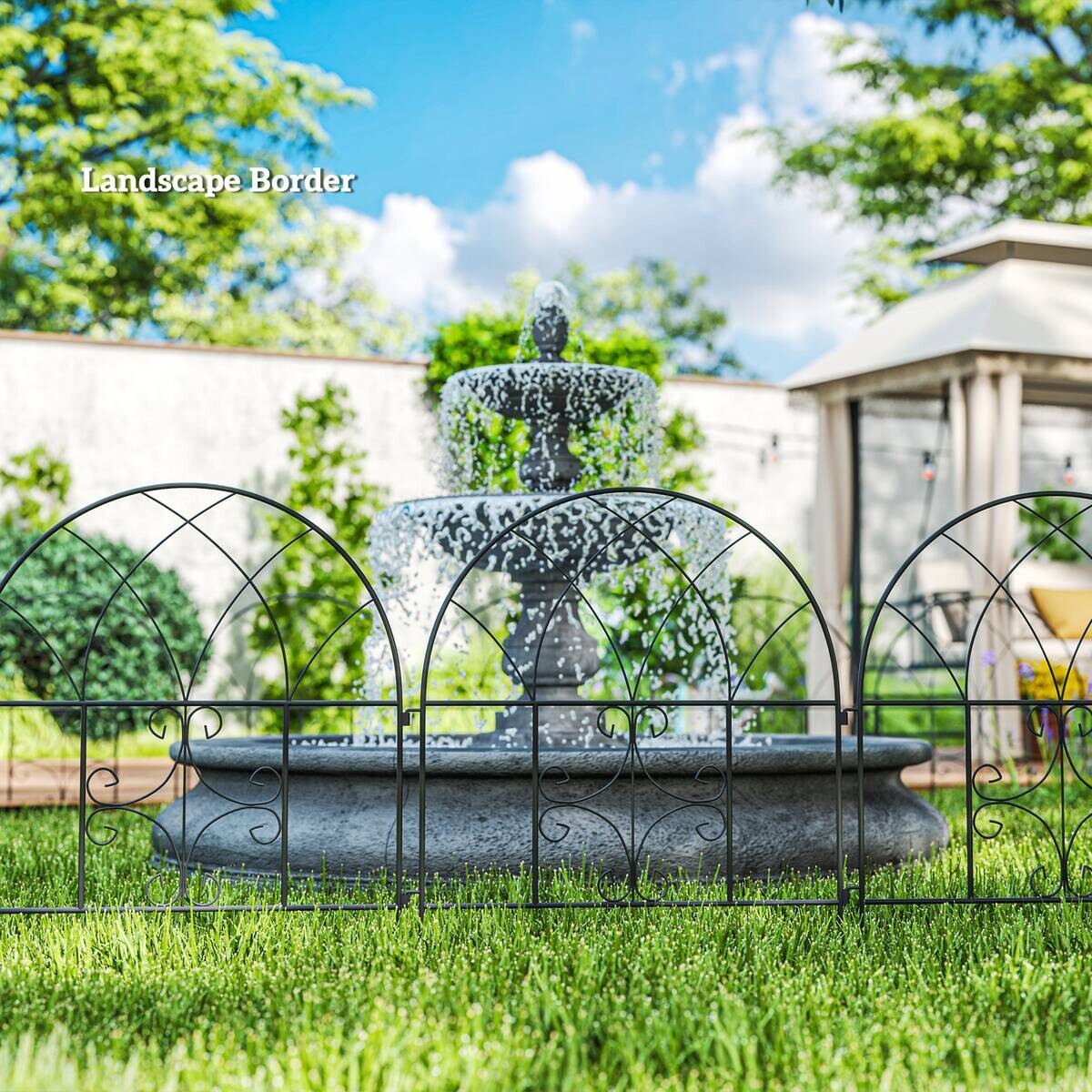 Outsunny Gartenzaun schwarz Stahl B/H/L: ca. 1x70x300 cm