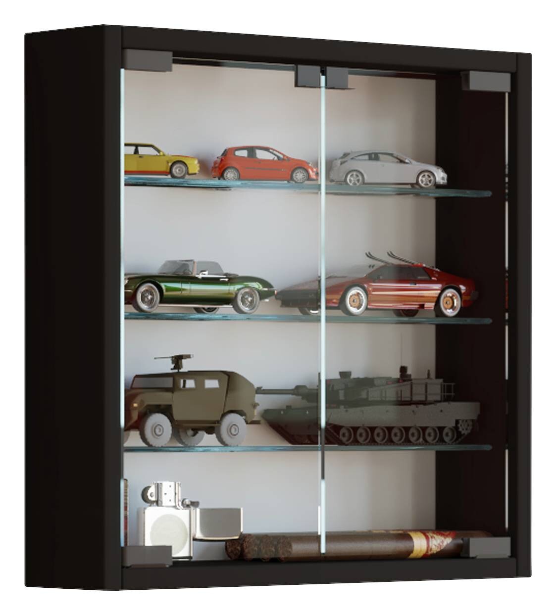 Vitrine Mandosa S schwarz Holzwerkstoff Glas B/H/T: ca. 40x40x10 cm