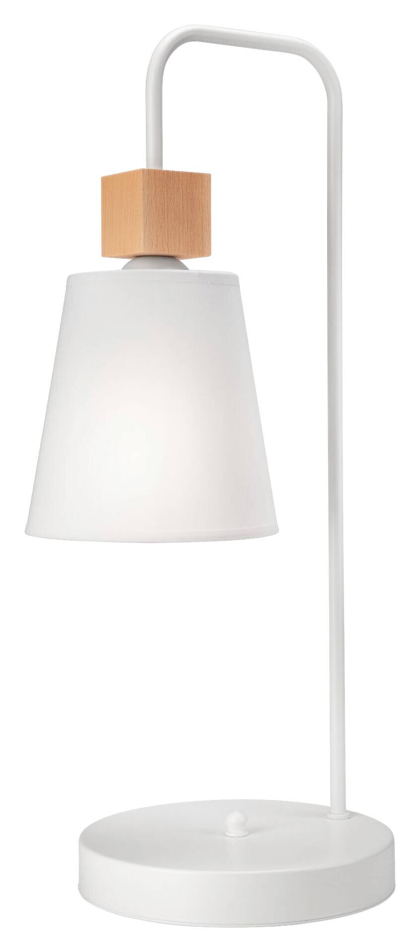 Lamkur Tischlampe weiß Holz Stahl B/H/L: ca. 25x30x70 cm E27 1 Brennstellen