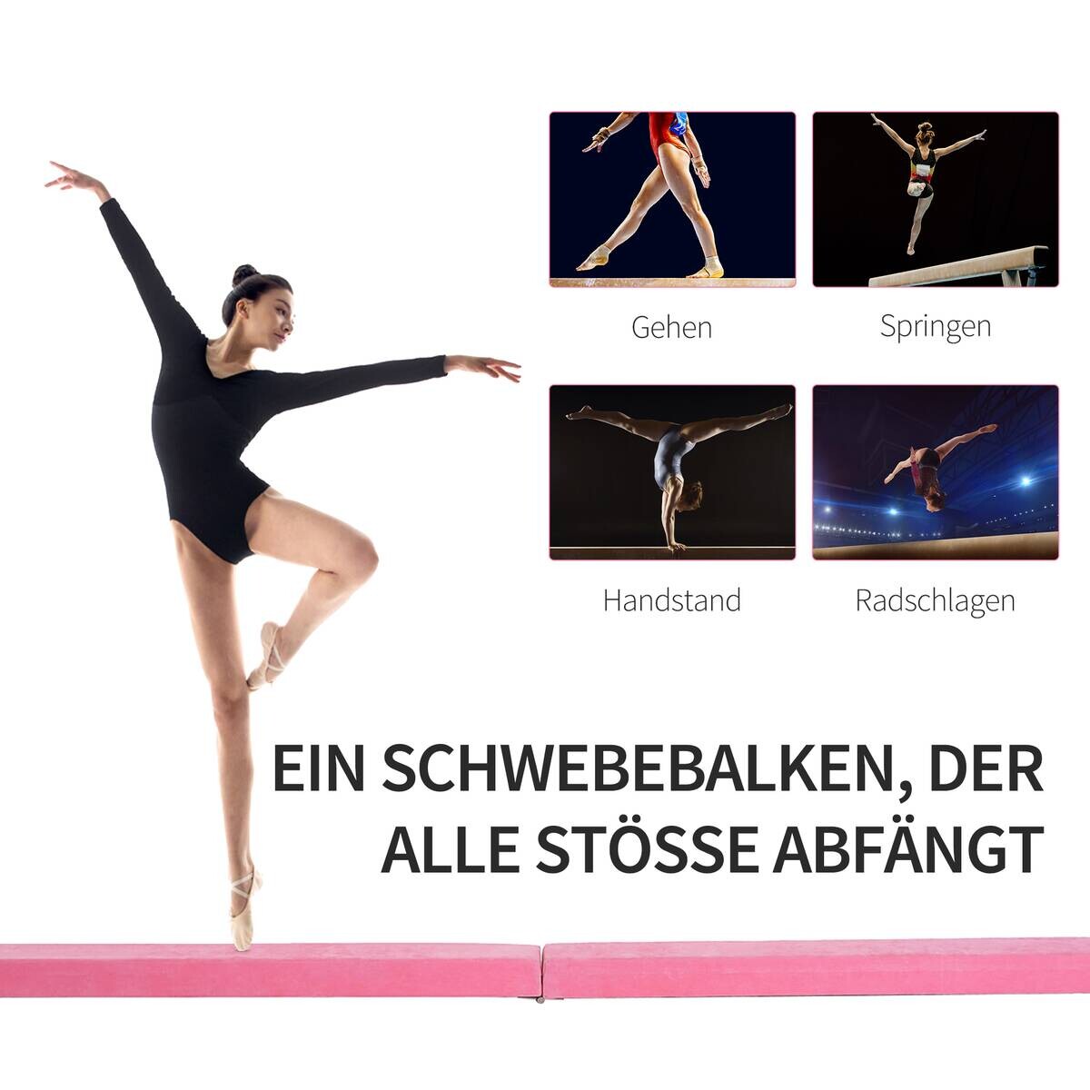 HOMCOM Fitness-Zubehör rosa Holz B/H/L: ca. 10x210x6,5 cm