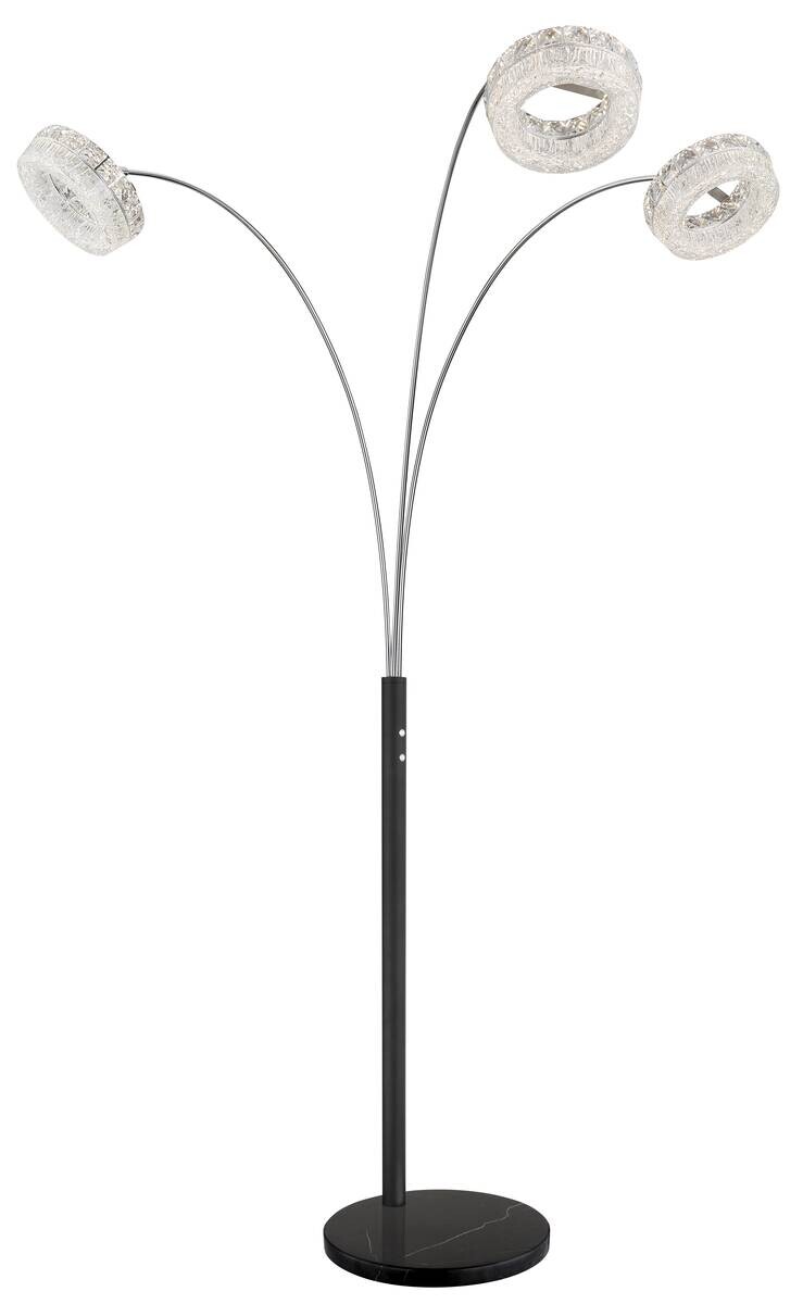 GLOBO Stehlampe klar schwarz Metall Acryl Glas B/H/L: ca. 102x190x82,5 cm 1 Brennstellen