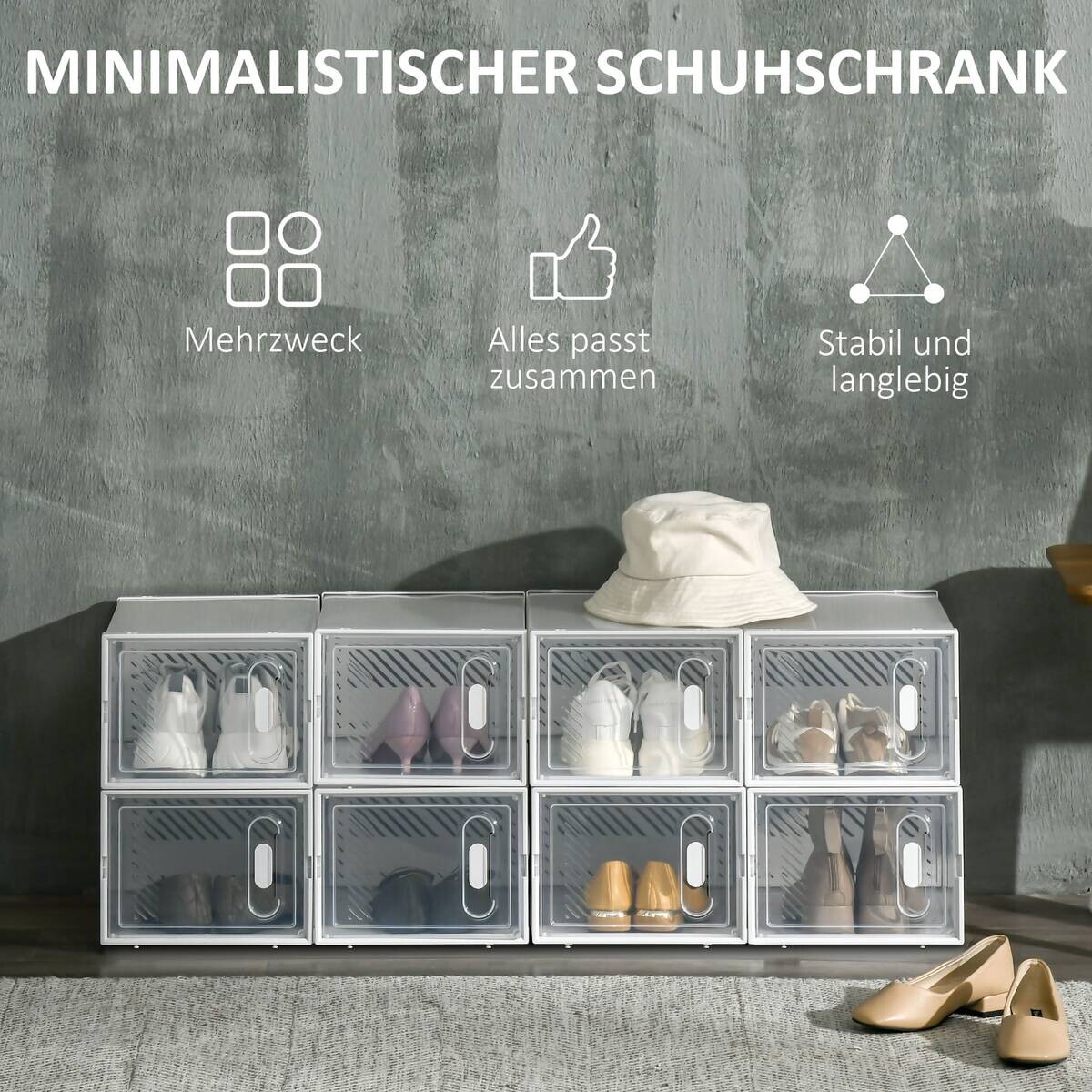HOMCOM Schuhregal transparent Polypropylen B/H/L: ca. 35x25x19 cm