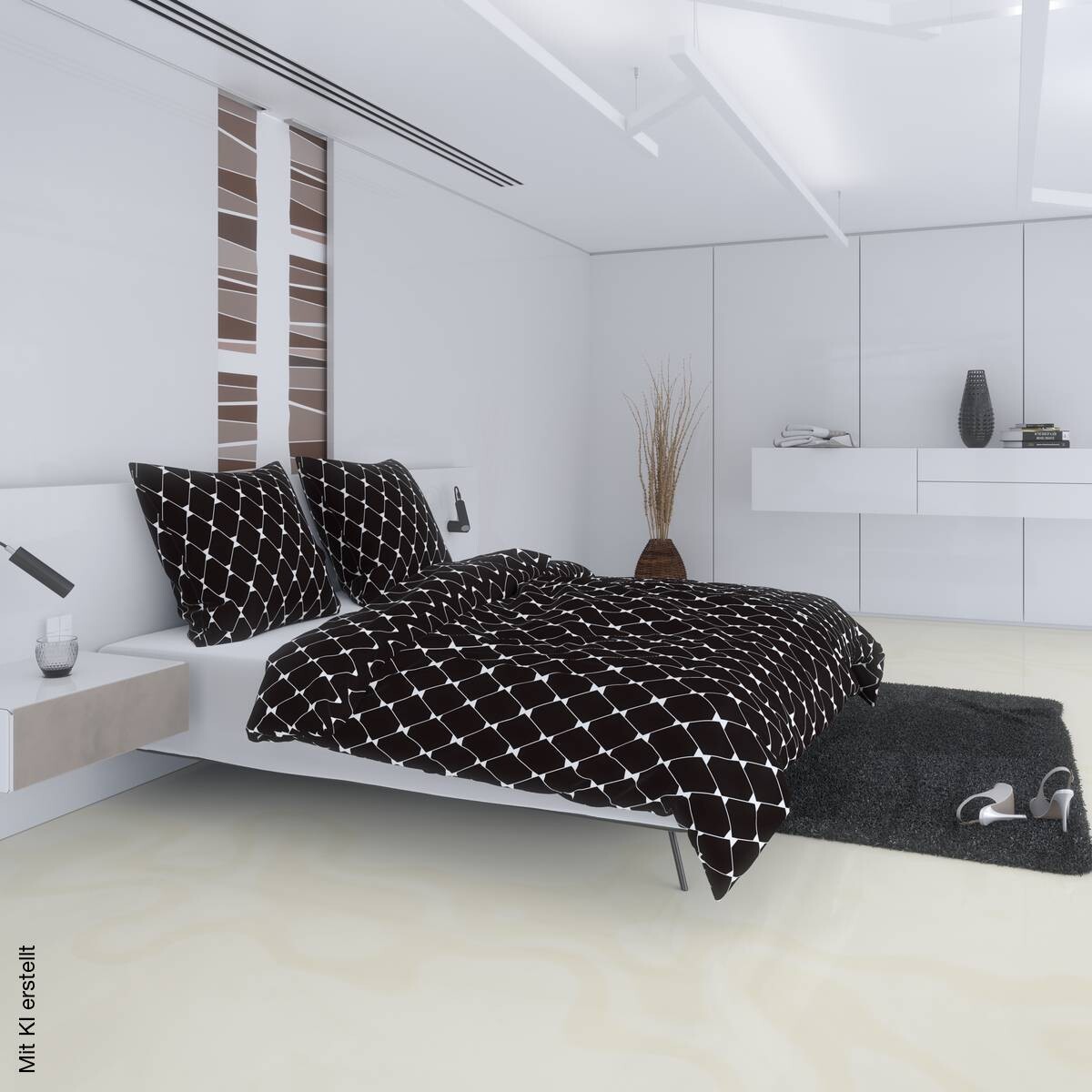 Microfaser Bettwäsche schwarz Polyester B/L: ca. 135x200 cm