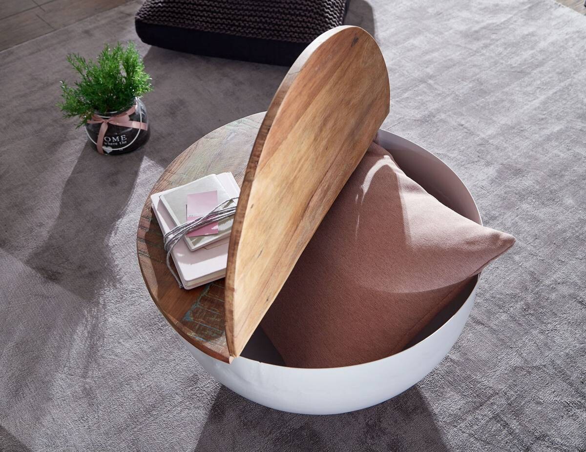 Wohnling Couchtisch weiß B/H/T: ca. 60x34x60 cm