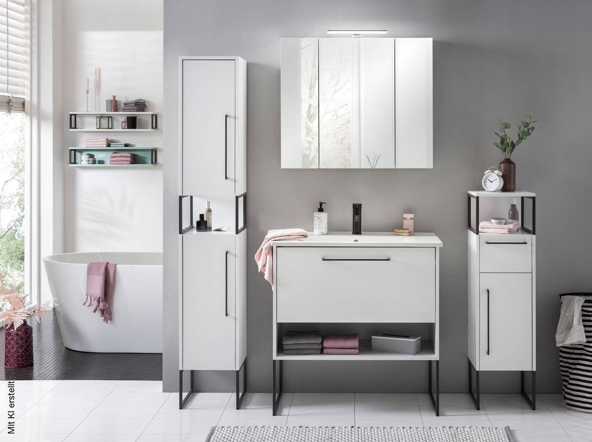 Spiegelschrank Limone weiß B/H/T: ca. 80x74,4x16 cm