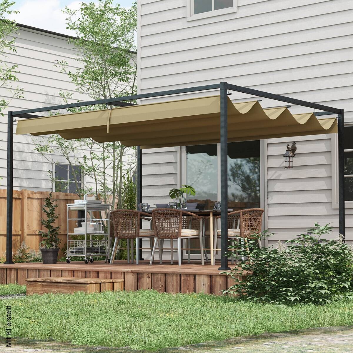 Outsunny Pergola khaki Polyester B/H/L: ca. 213x221x298 cm
