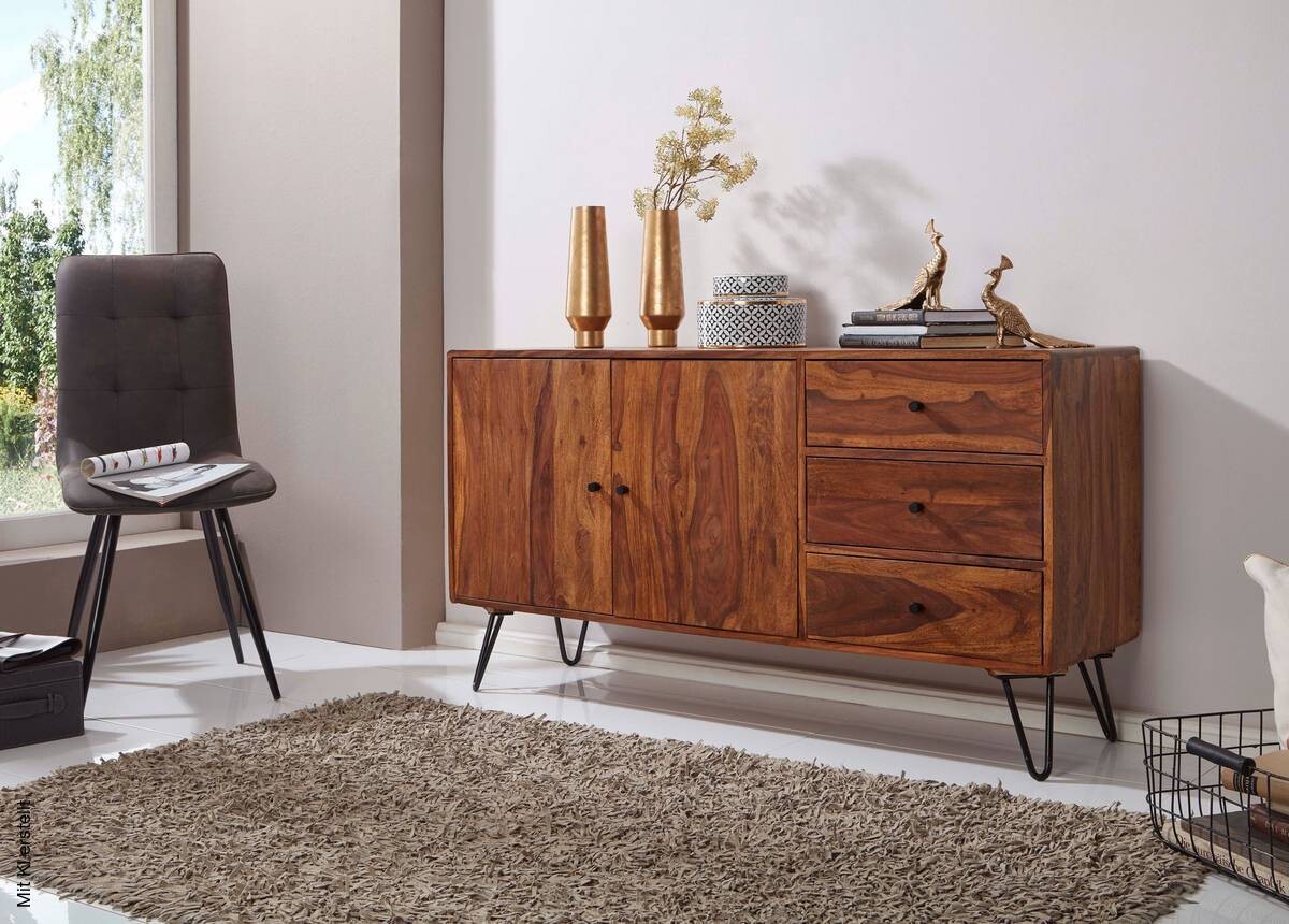 Sideboard schwarz lackiert natur beschichtet B/H/T: ca. 145x75x40 cm