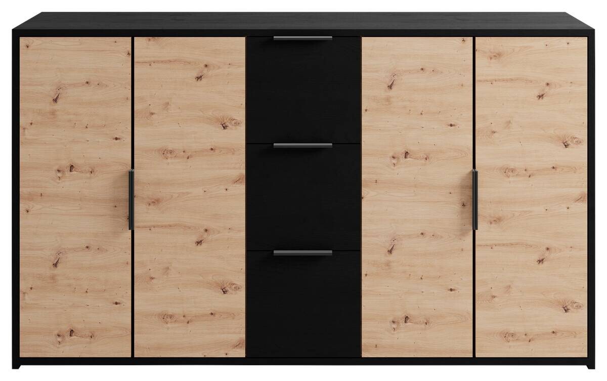 Kommode RIMINI schwarz Eiche Nachbildung B/H/T: ca. 139x80x39 cm